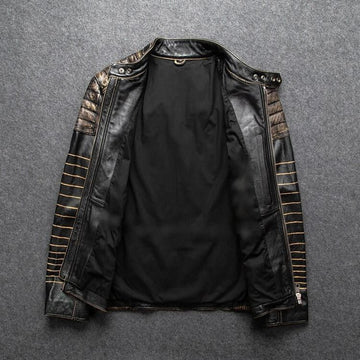 Retro Motorcycle Leather Jacket With Protection